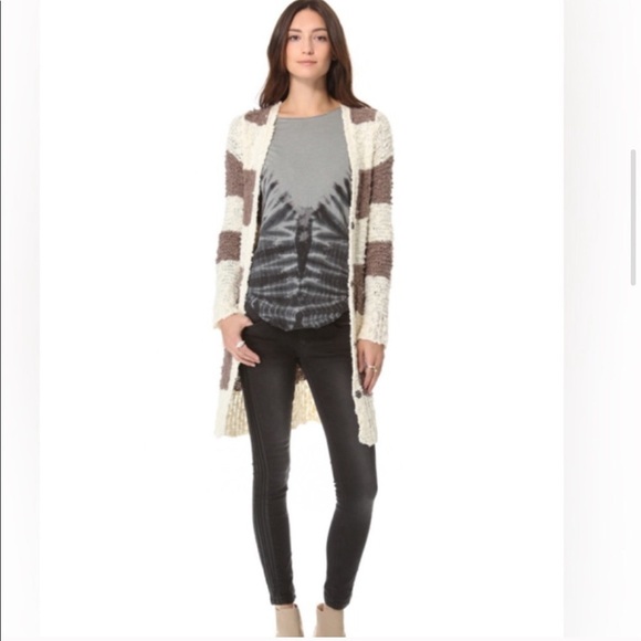 Free People Cuddle Bear Rugby Stripe Cardigan S - Picture 2 of 12